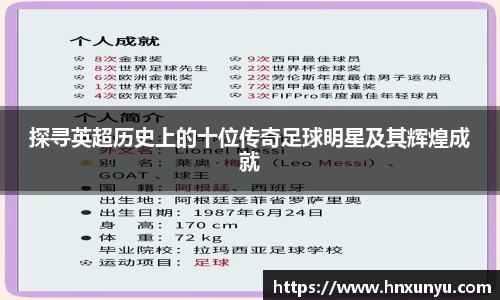 探寻英超历史上的十位传奇足球明星及其辉煌成就